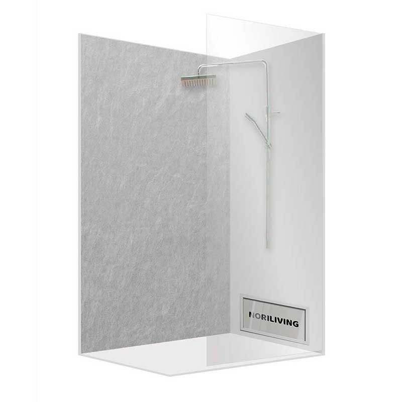 Bild einer modernen Walk-In-Dusche mit Glasabtrennung und schlichter Duscharmatur
