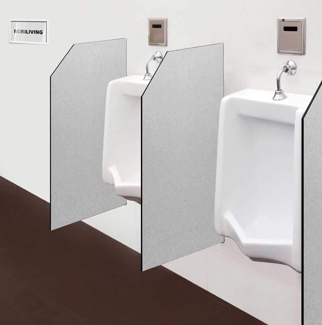 in der Toilette eingebaute Schamwand mit Motiv Stoffoptik beige 526 schwarz-weiß
