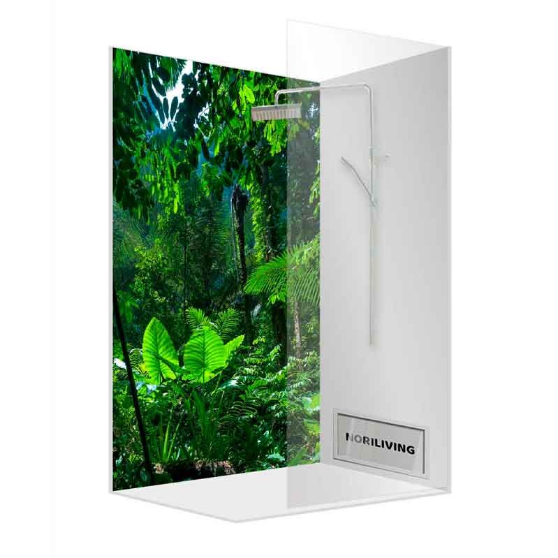Moderne Duschkabine mit Glaswand und Regenwalddesign