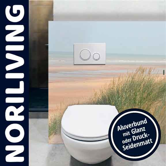 Toilette mit Strandmotivummantelung und Spülkasten, Noriliving Design