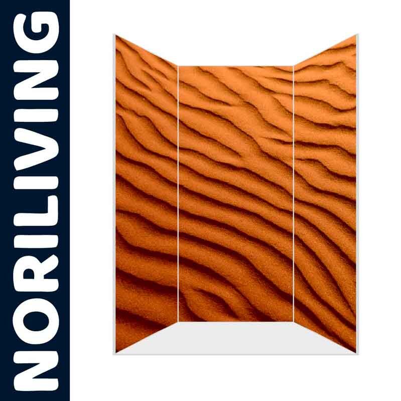 Paravent mit Sanddünenmuster von NORILIVING, drei Paneele mit wellenförmigem Design
