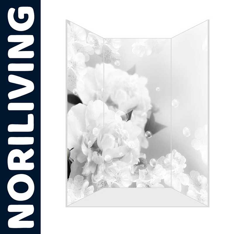 Weißer Raumteiler mit zartem Blumenmotiv von NORILIVING