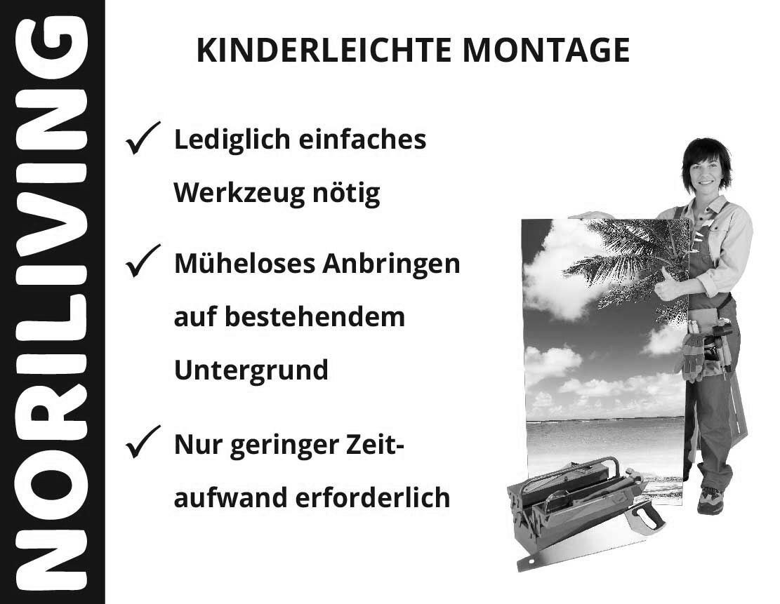 Aufzählung der Vorteile einer Badrückwand aus Aluverbund