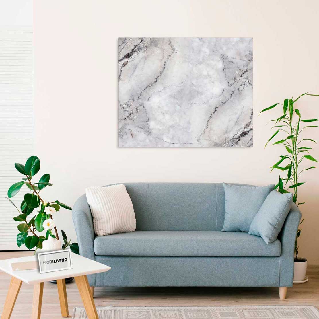 Wandbild über dem Sofa mit Motiv Marmorstruktur grau 125