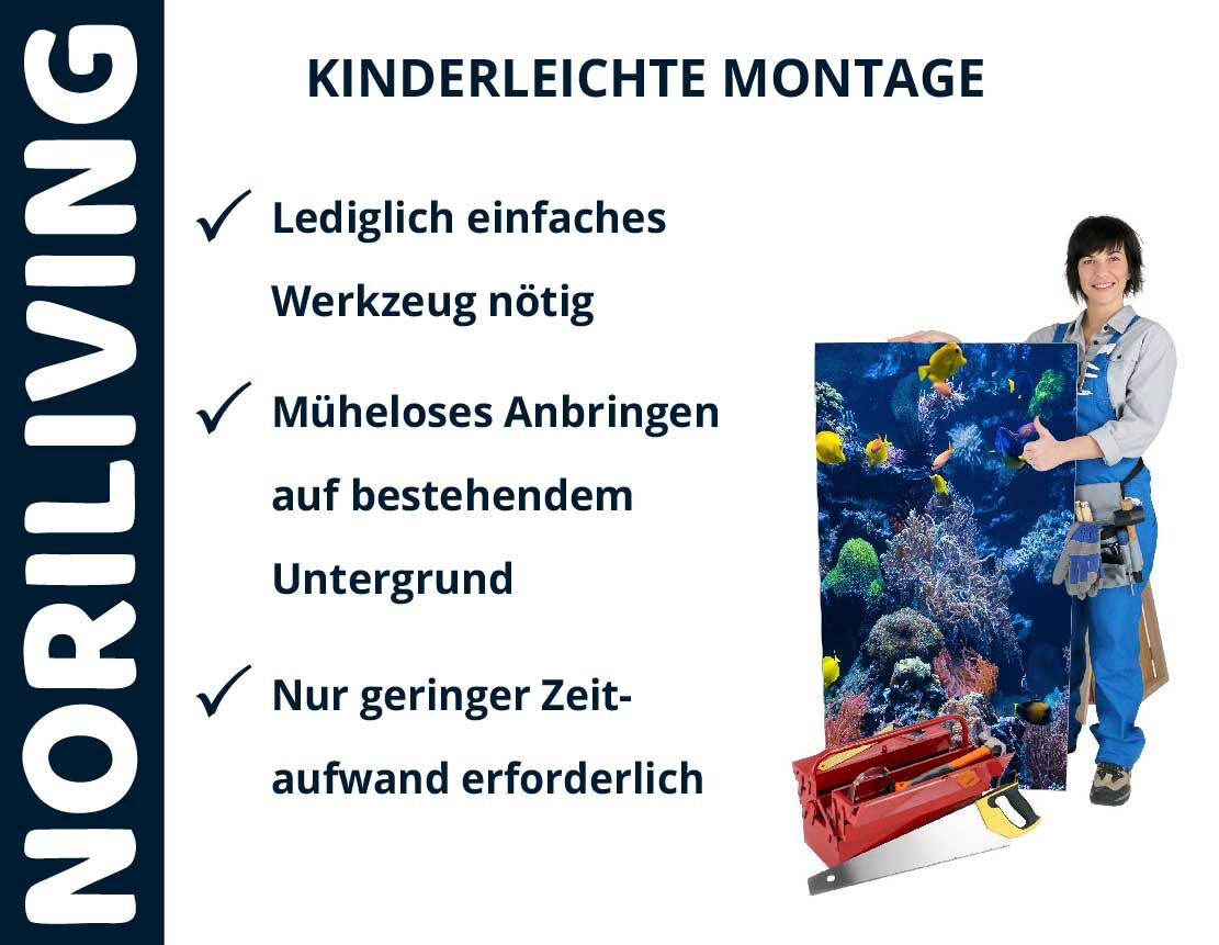 Aufzählung der Vorteile einer Badrückwand aus Aluverbund