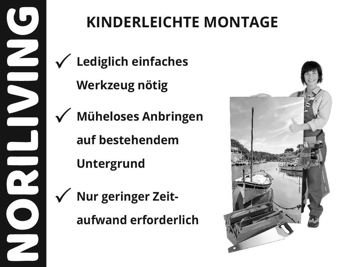 Aufzählung der Vorteile einer Badrückwand aus Aluverbund