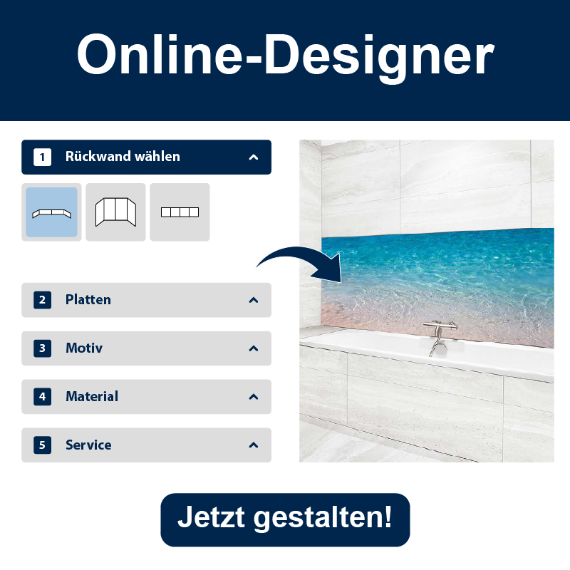 Designer Badrückwand Aluverbund 
