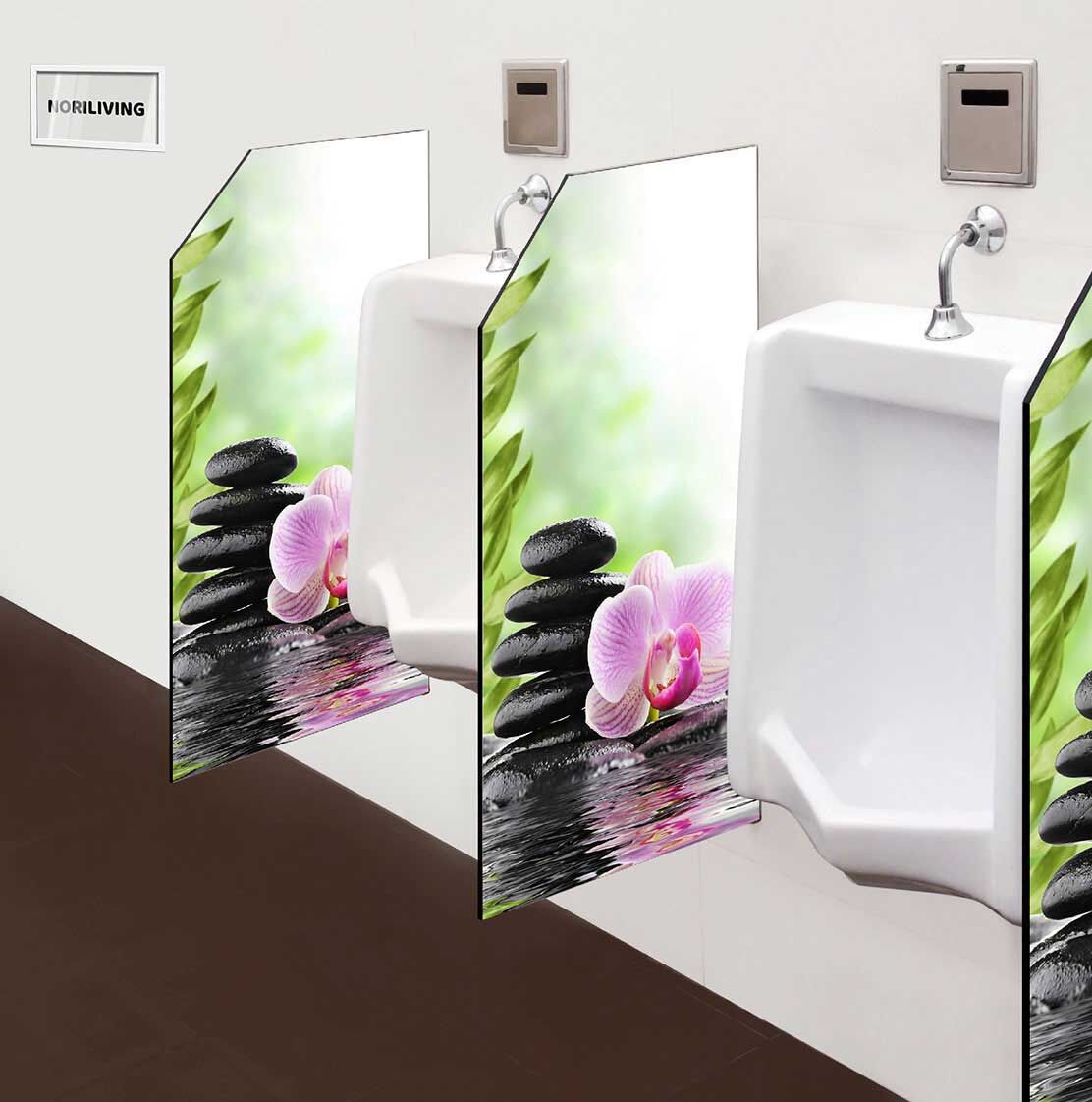 in der Toilette eingebaute Schamwand mit Motiv Zen Steine mit Orchidee 082