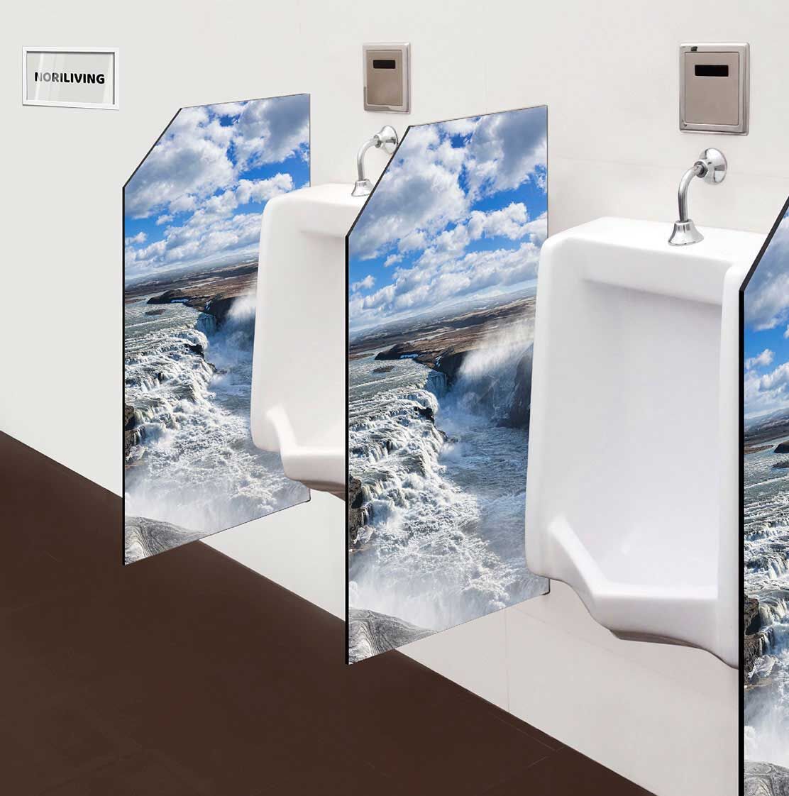 in der Toilette eingebaute Schamwand mit Motiv Gullfoss Wasserfall Island 433