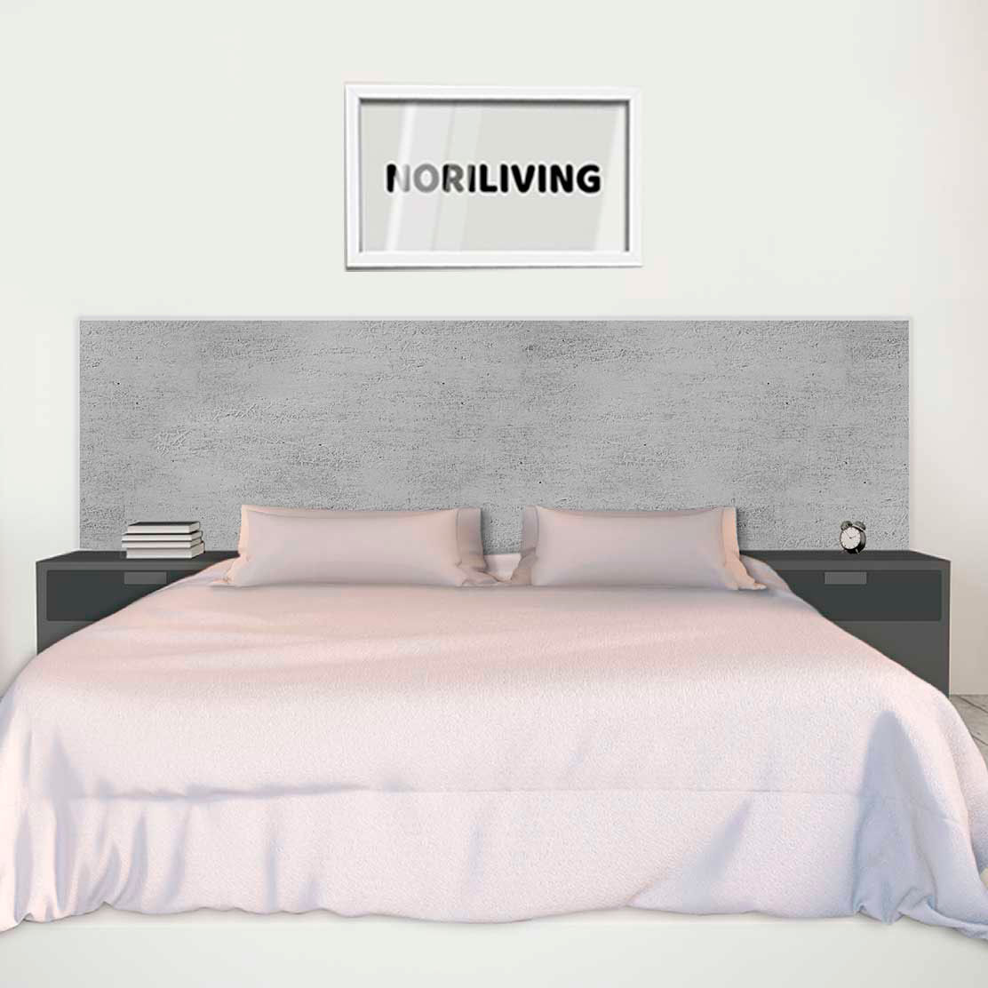 im Schlafzimmer eingebaute Bettrückwand mit Motiv Stein mittel grau Beton 262 schwarz-weiß