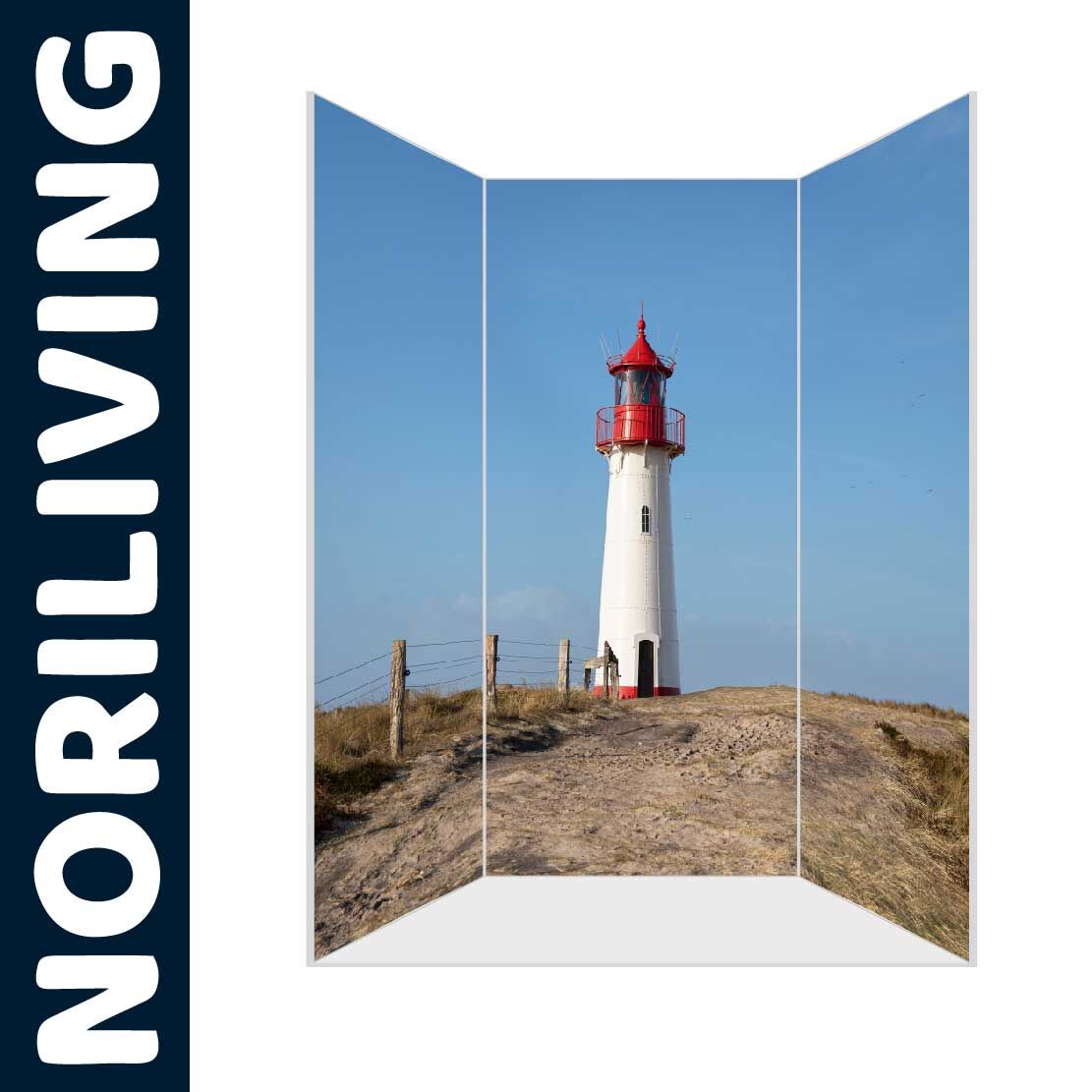 Abbildung einer Nischen-Duschrückwand mit Motiv Leuchtturm auf Sylt Nordsee 076