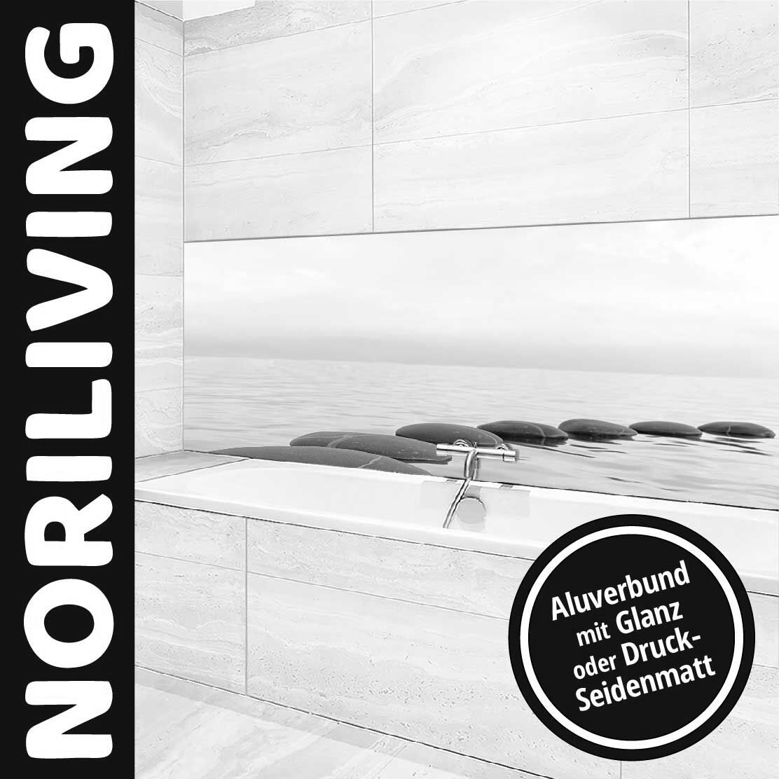 Moderner Badezimmerbereich mit stilvollem Aluverbunddesign wahlweise in Glanz oder Druck-Seidenmatt, NORILIVING-Design