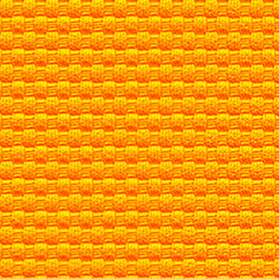Nahaufnahme einer strukturierten, leuchtend orangefarbenen Stoffoberfläche