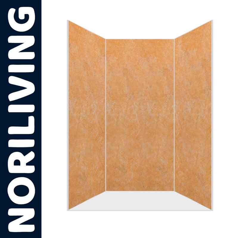 Dreiteilige orangene Duschrückwand von Noriliving