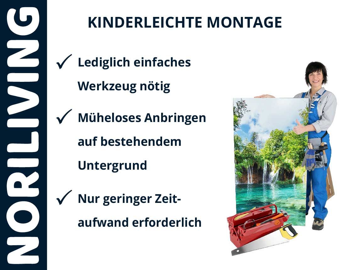 Aufzählung der Vorteile einer Badrückwand aus Aluverbund
