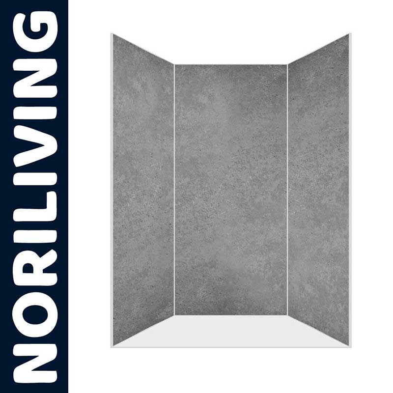 Graue Duschwand in Steinoptik von Noriliving für die Badezimmergestaltung