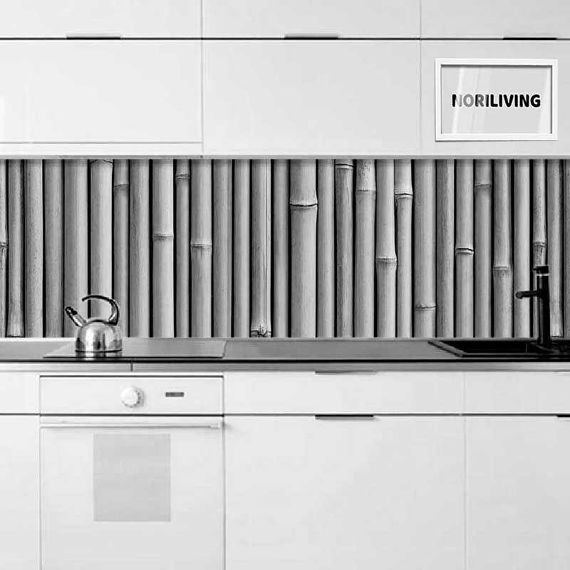 Küchenrückwand Alu Bambuszaun 767 schwarz-weiß