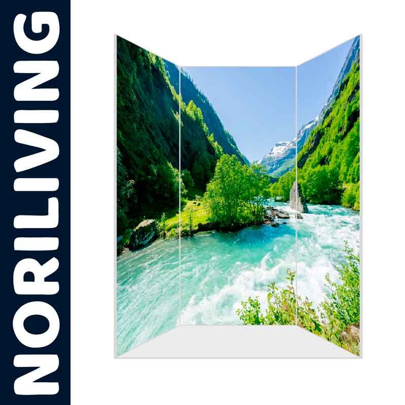 Raumteiler mit idyllischem Fluss und Berglandschaft von Noriliving
