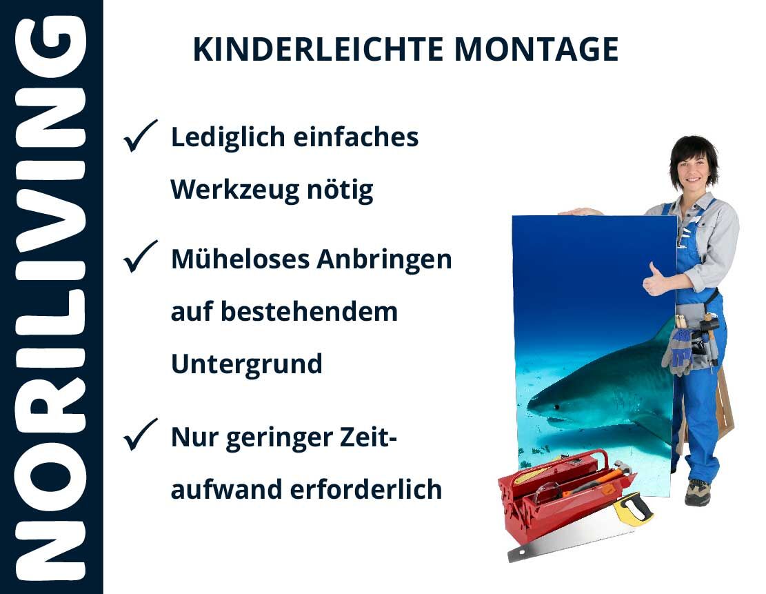 Aufzählung der Vorteile einer Badrückwand aus Aluverbund
