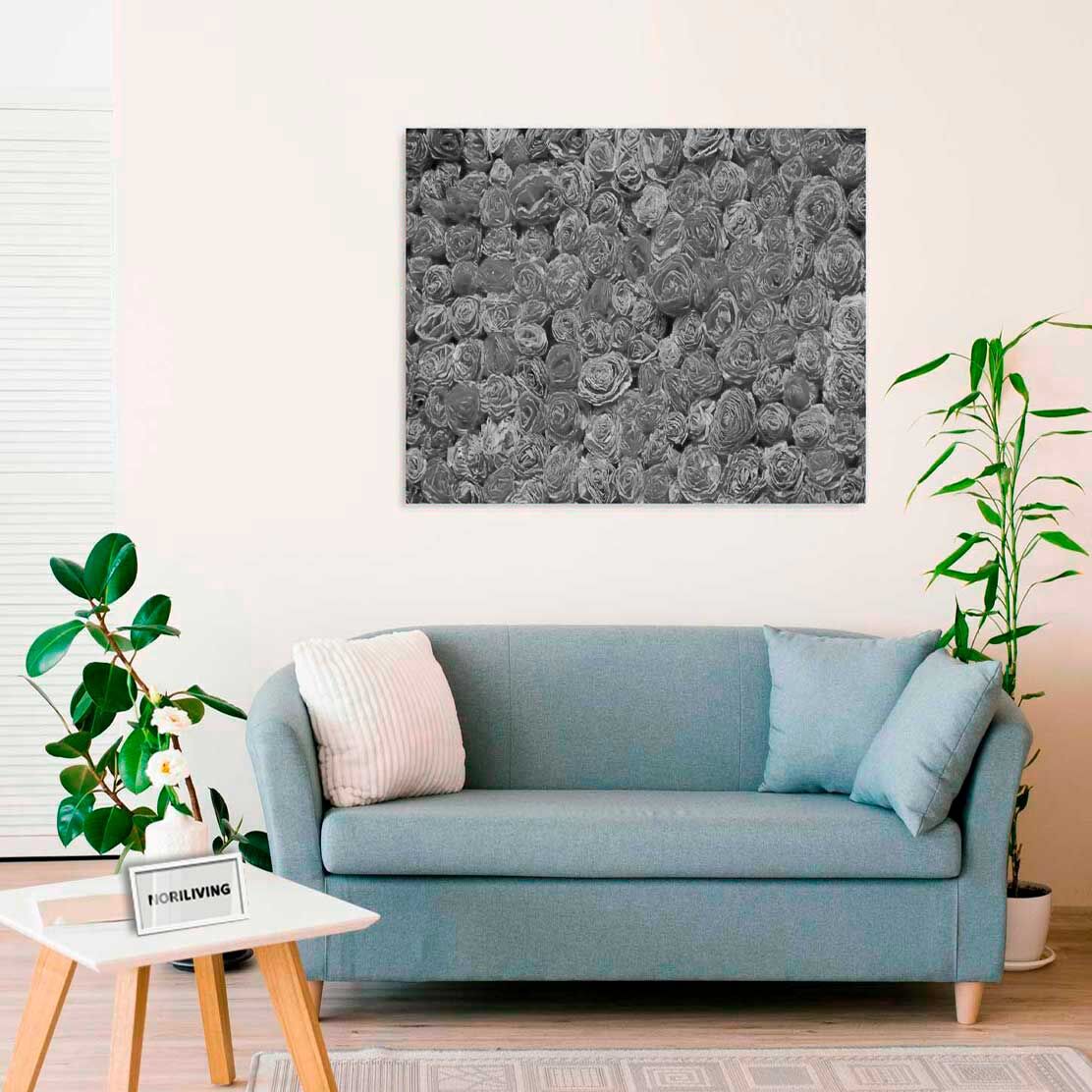 Wandbild über dem Sofa mit Motiv rote Rosen 861 schwarz-weiß