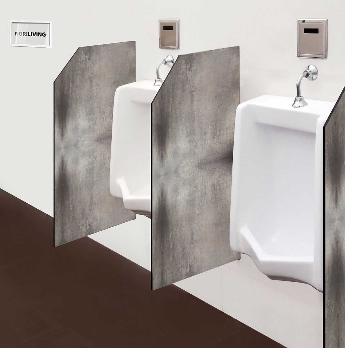 in der Toilette eingebaute Schamwand mit Motiv Graue Wandfläche 861