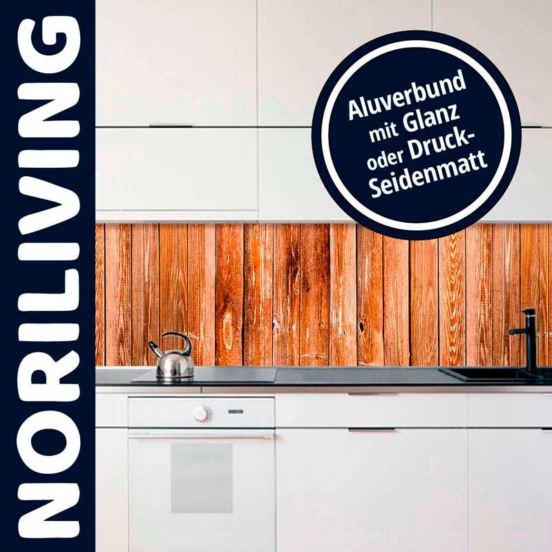 Küchenrückwand mit Holzoptik, Aluverbund erhältlich in Glanz oder Druck-Seidenmatt von Noriliving