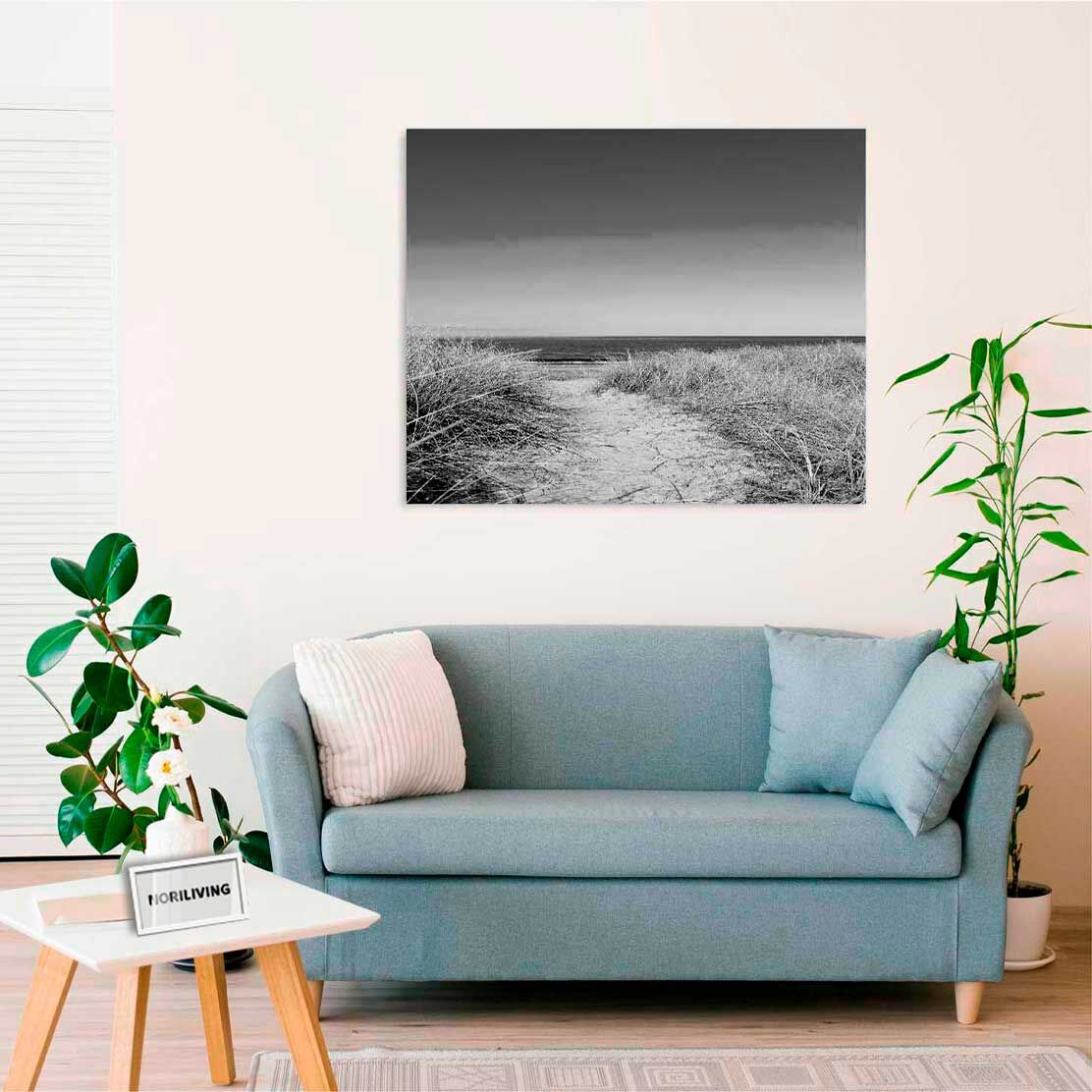 Wandbild über dem Sofa mit Motiv Weg zum Meer 609 schwarz-weiß