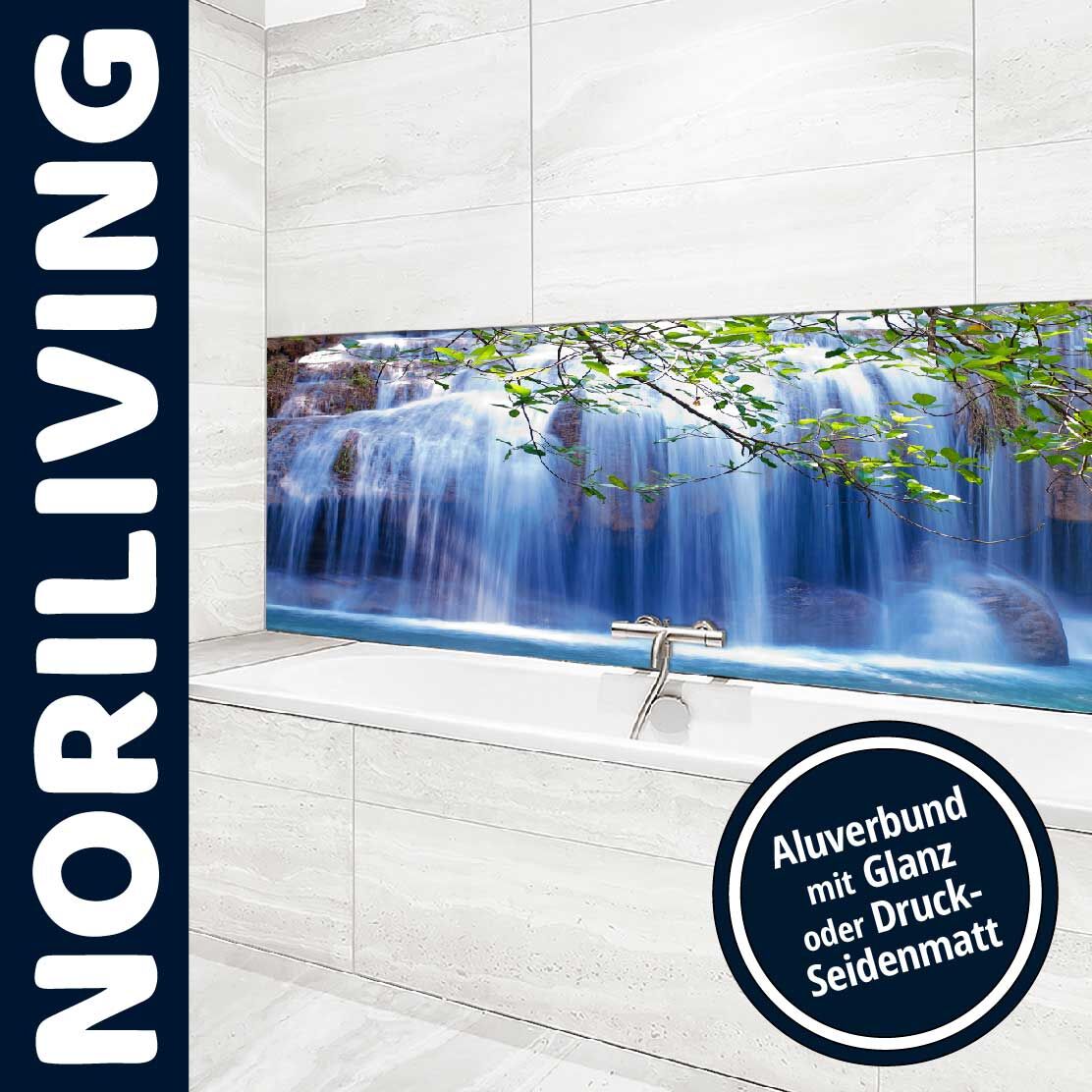 Ansicht des Badrückwand-Motivs Kanchaburi Wasserfall 503 Unterkante