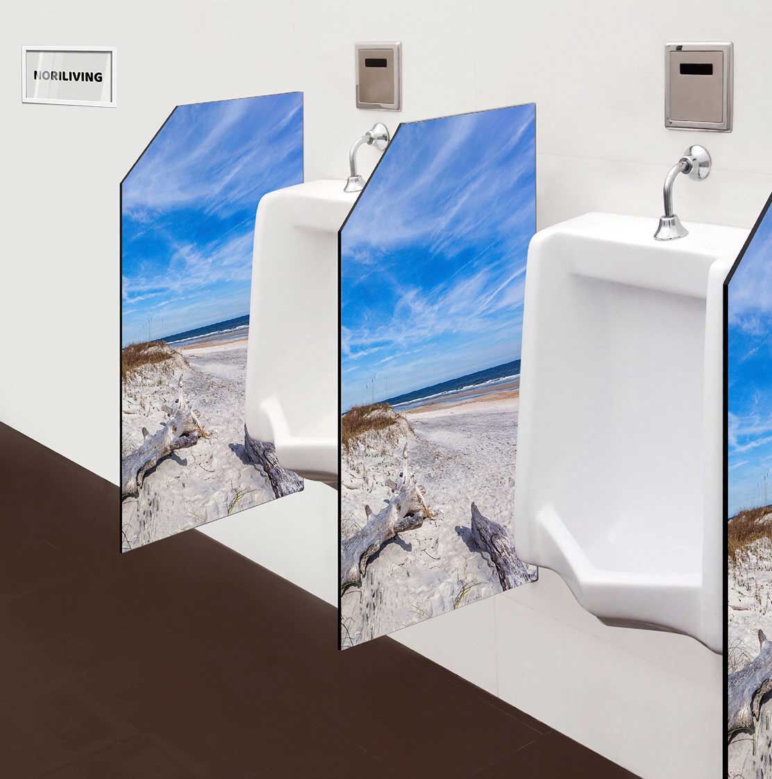 in der Toilette eingebaute Schamwand mit Motiv Dünengras am Strand 084
