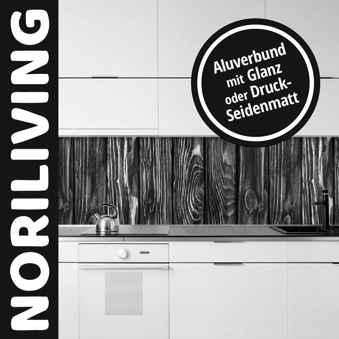 Abbildung einer Küchenrückwand mit Motiv Alte Scheunenbretter 770 schwarz-weiß