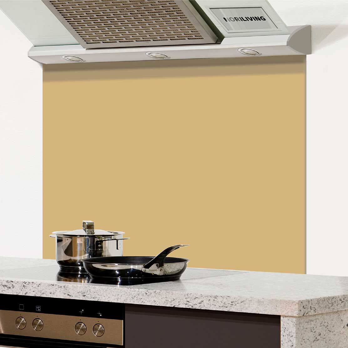 in der Küche eingebauter Spritzschutz Küche - Herd mit Motiv Unifarbe Beige 2360