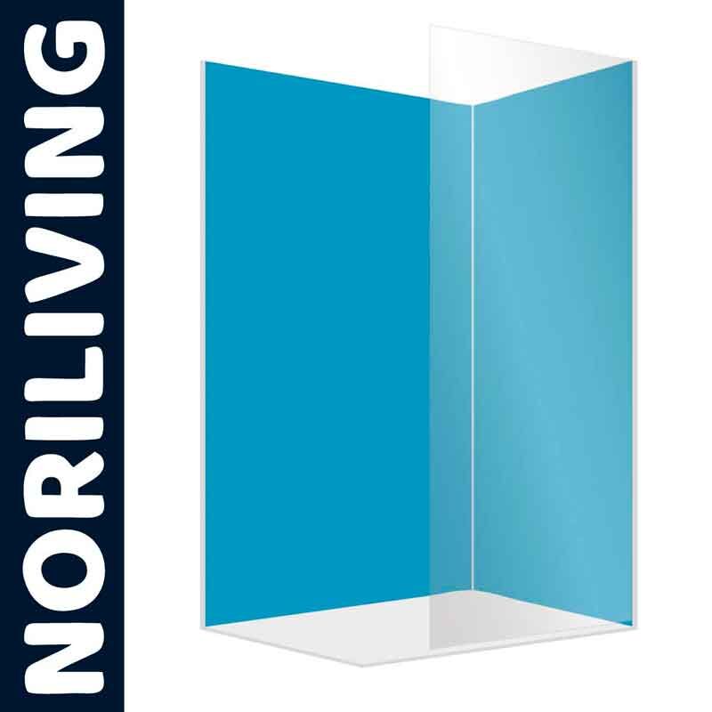 Transparente Eck-Duschwand von NORILIVING in Blau