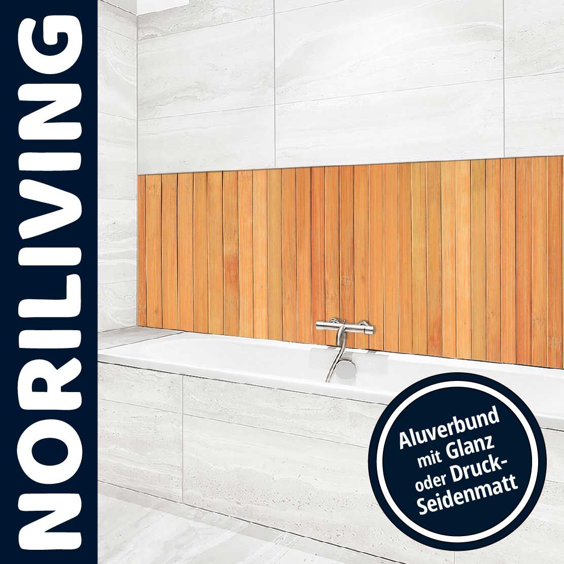 Ansicht des Badrückwand-Motivs Holzbohlen 218 Oberkante