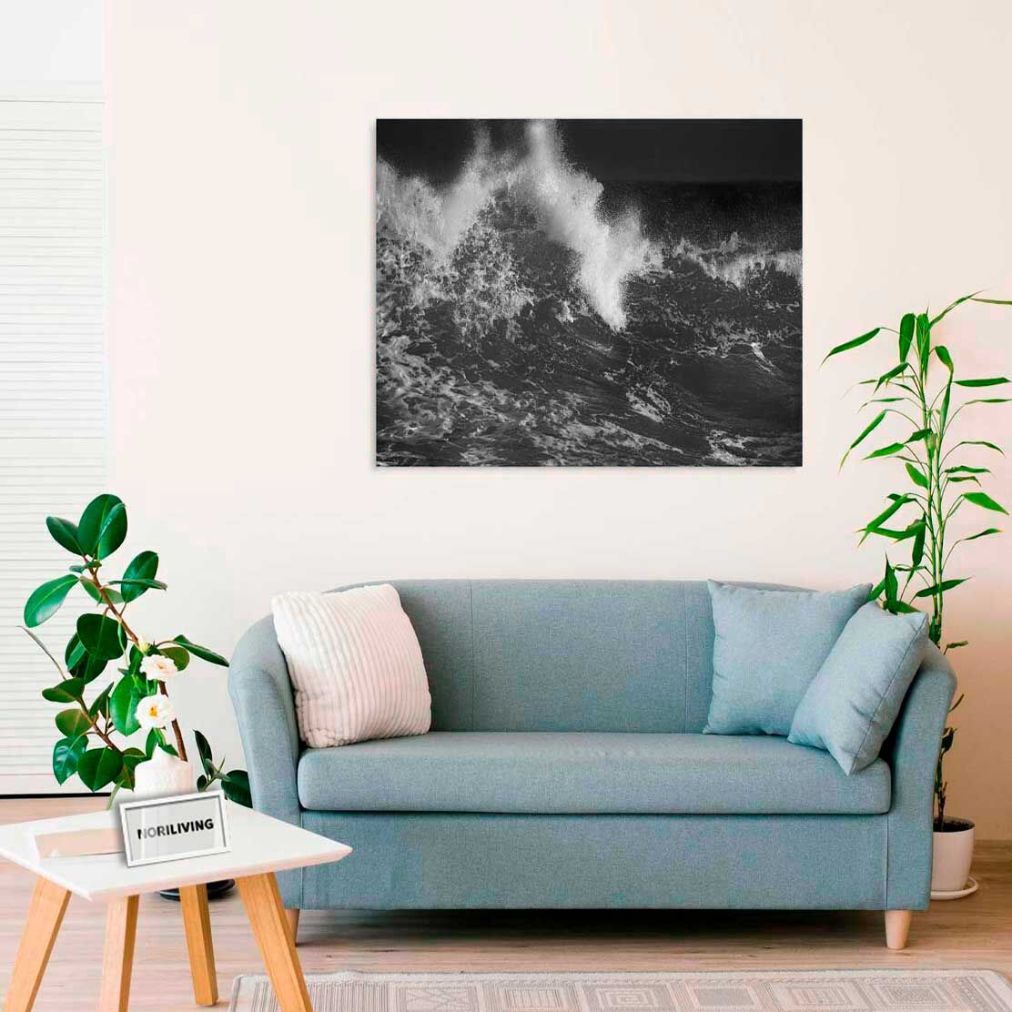 Wandbild über dem Sofa mit Motiv Ozean Welle 185 schwarz-weiß