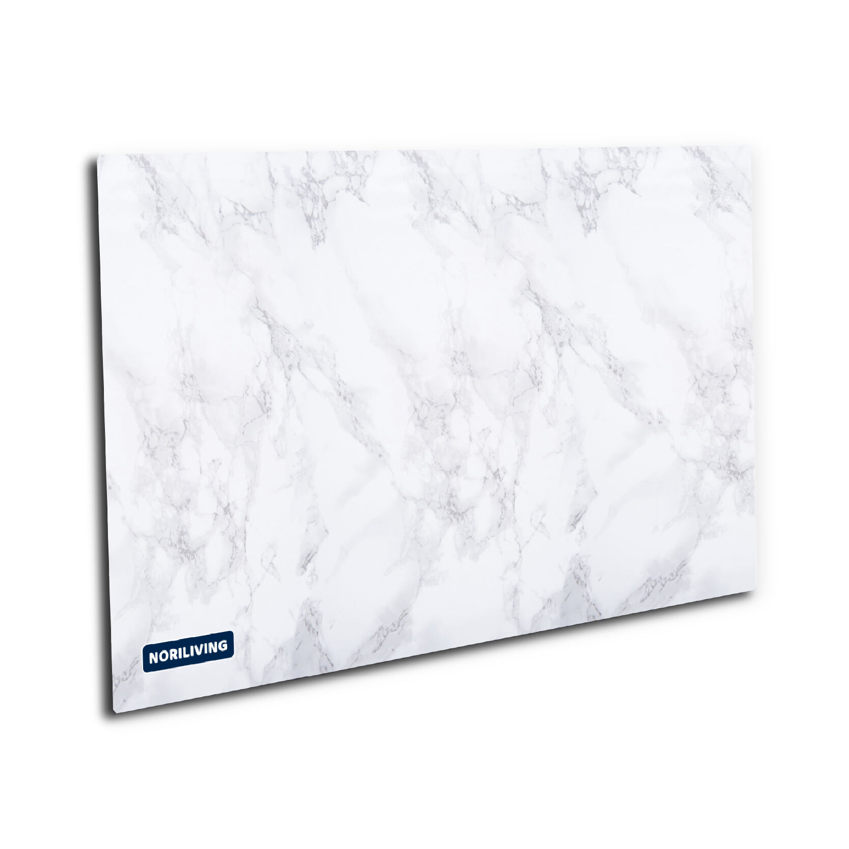 Weiße Heizplatte mit Marmor-Design von Noriliving, ideal für modernes Wohnen