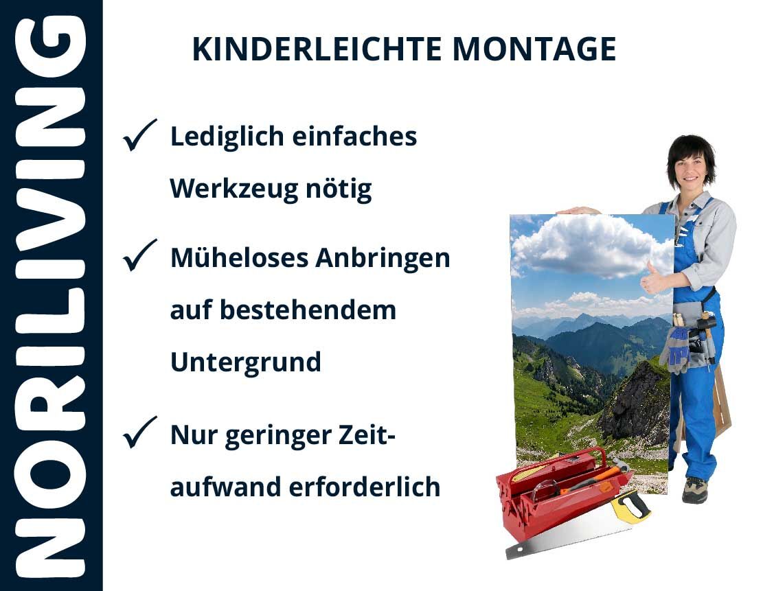 Aufzählung der Vorteile einer Badrückwand aus Aluverbund