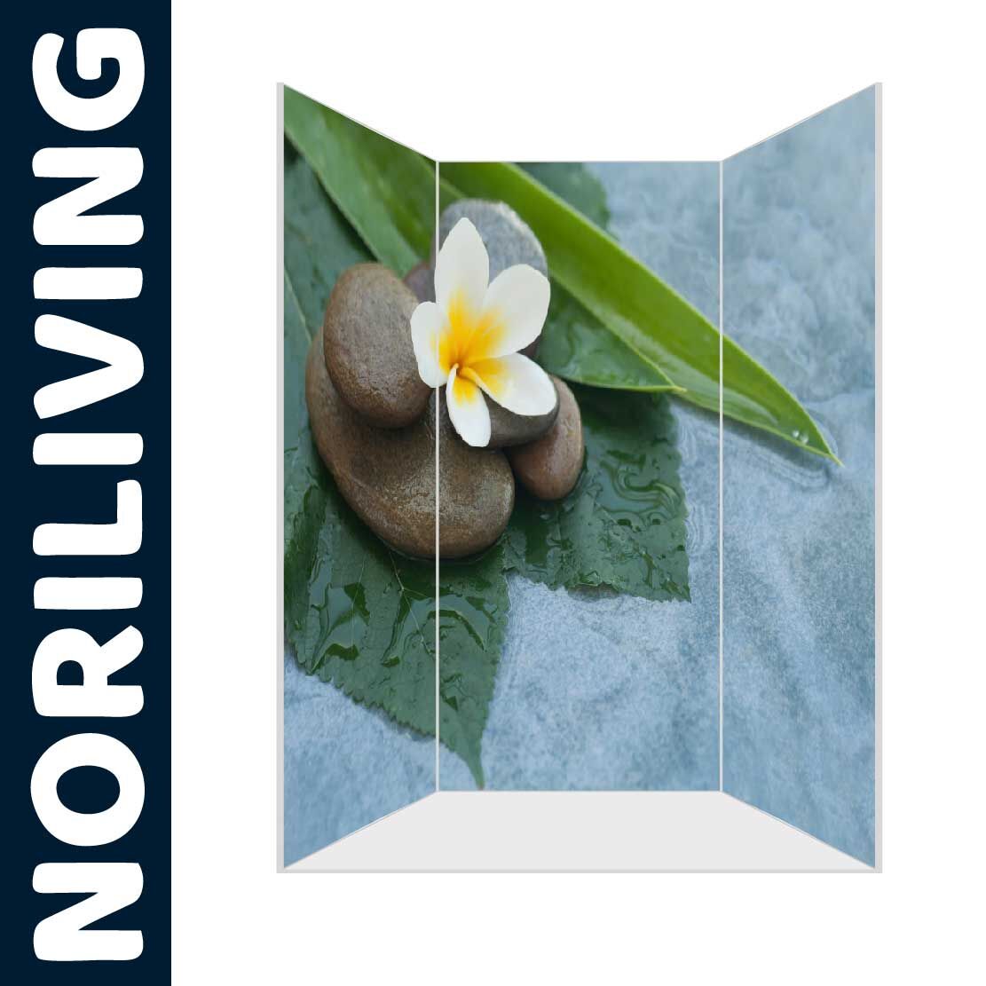 Abbildung einer Nischen-Duschrückwand mit Motiv Zen mit Blume 690