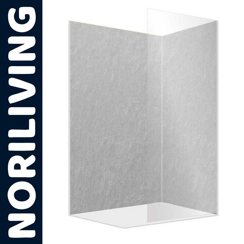 Eckige Duschwand aus transparentem Glas mit mattierter Optik, Noriliving Design