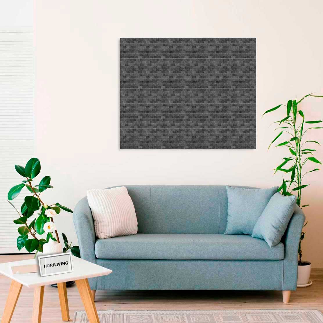 Wandbild über dem Sofa mit Motiv graue Ziegelmauer klein 995b schwarz-weiß