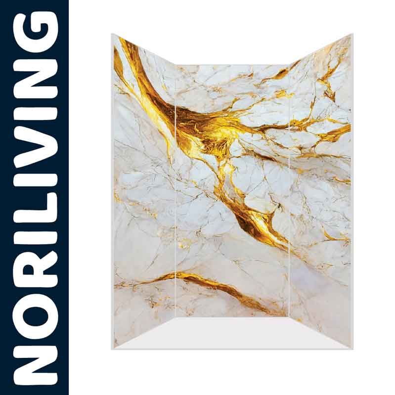 Dekorativer Raumteiler mit elegantem Marmor- und Goldmuster von Noriliving