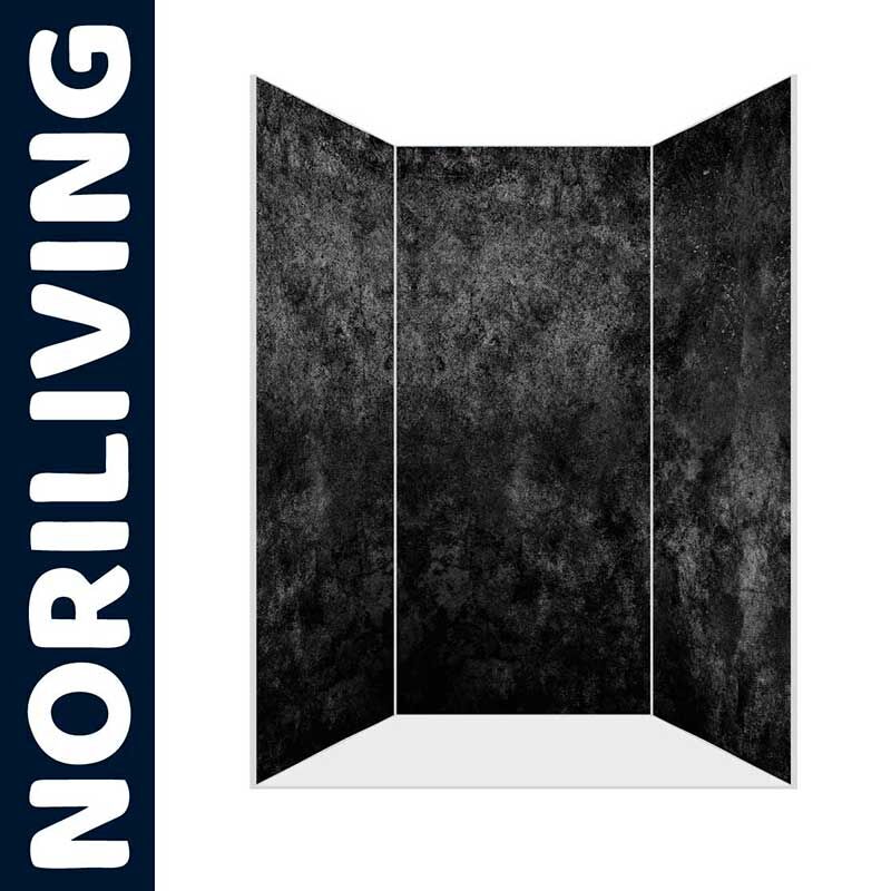 Moderne NoriLiving Duschwand mit dreiteiliger Struktur und Betonoptik