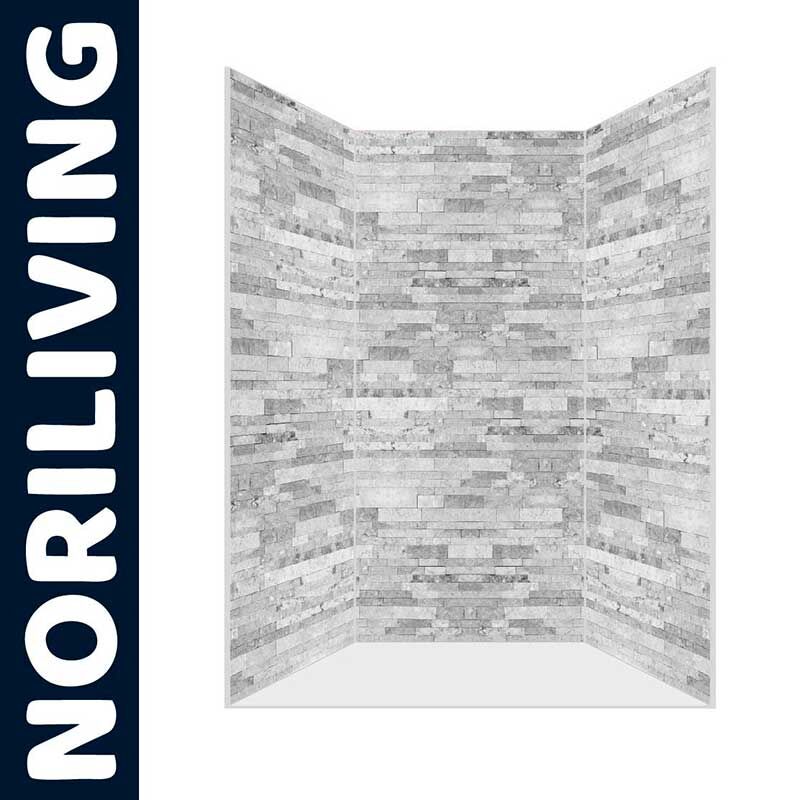 Dreidimensionale Darstellung einer Wandverkleidung mit grauer Natursteinoptik von Noriliving