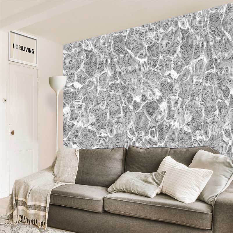 im Wohnzimmer eingebaute Wohnzimmerrückwand mit Motiv Wasser im Schwimmbecken 102 schwarz-weiß
