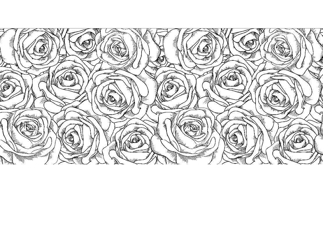 Ansicht des Badrückwand-Motivs Rosen Hand gezeichnet schwarz-weiß