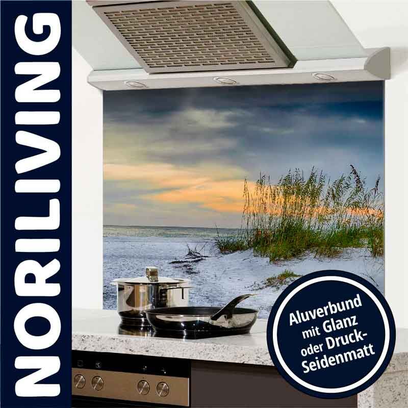 Moderne Küchenrückwand mit Strandmotiv, Aluverbund mit Glanz oder Druck-Seidenmatt, Noriliving