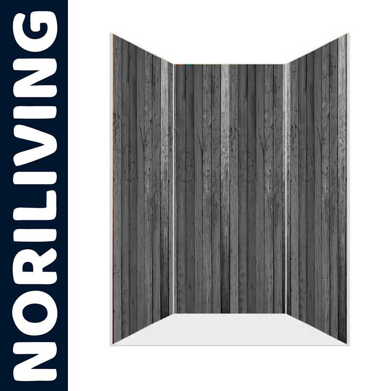 Dreiteiliger Noriliving Holz-Raumtrenner in dunklem Holzdesign