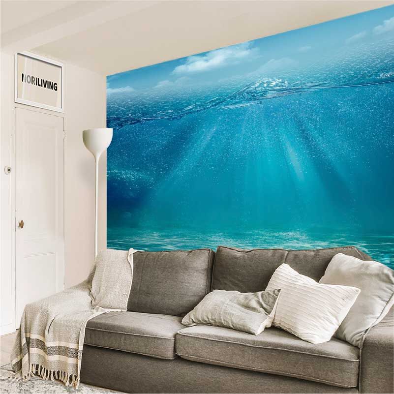 im Wohnzimmer eingebaute Wohnzimmerrückwand mit Motiv In der Tiefe 042