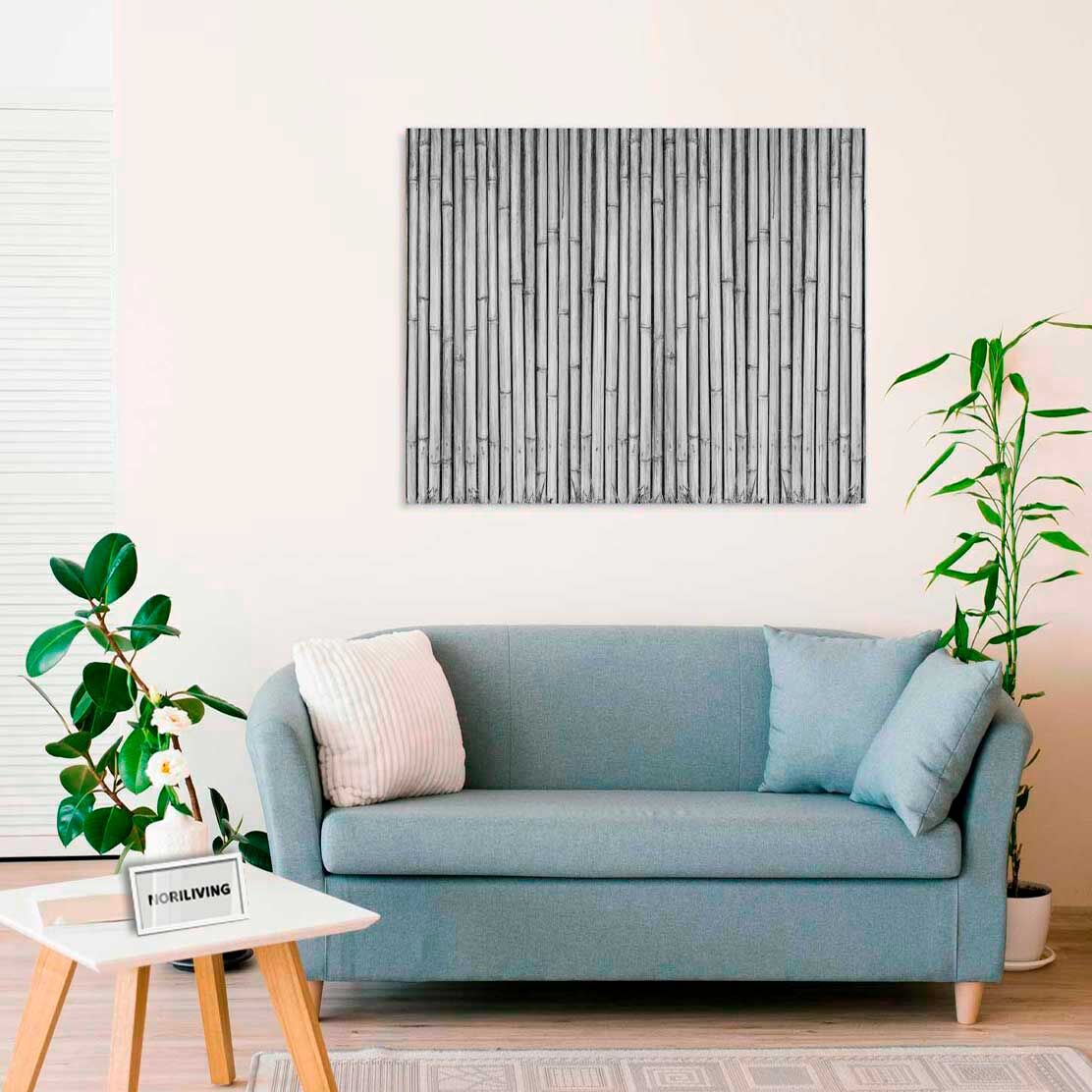 Wandbild über dem Sofa mit Motiv Bambus und Wiese 571 schwarz-weiß