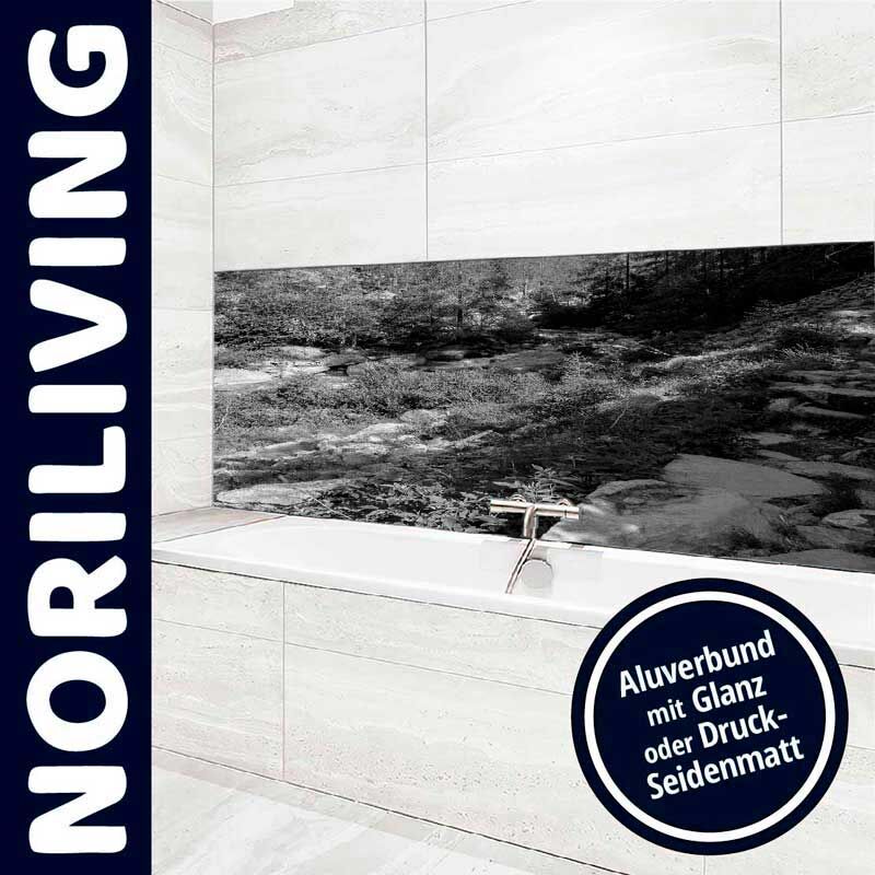Moderne Badezimmer-Verkleidung von Noriliving in edlem Aluverbund mit Glanz oder Druck-Seidenmatt-Optik