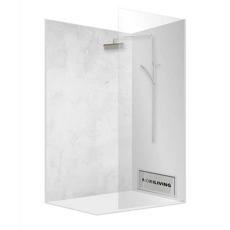 Minimalistische Duschkabine mit Glas und großem Duschkopf